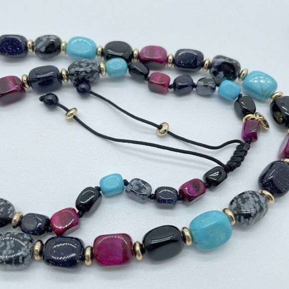 QVC Lola Rose Islington Moroccan Mix Necklace & Bracelet Set Gemstone Adjustable - Picture 10 of 13